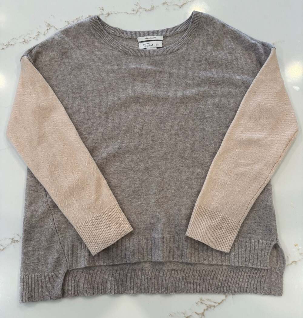 Nordstrom Signature Colorblock 100% Cashmere Crewneck Sweater
